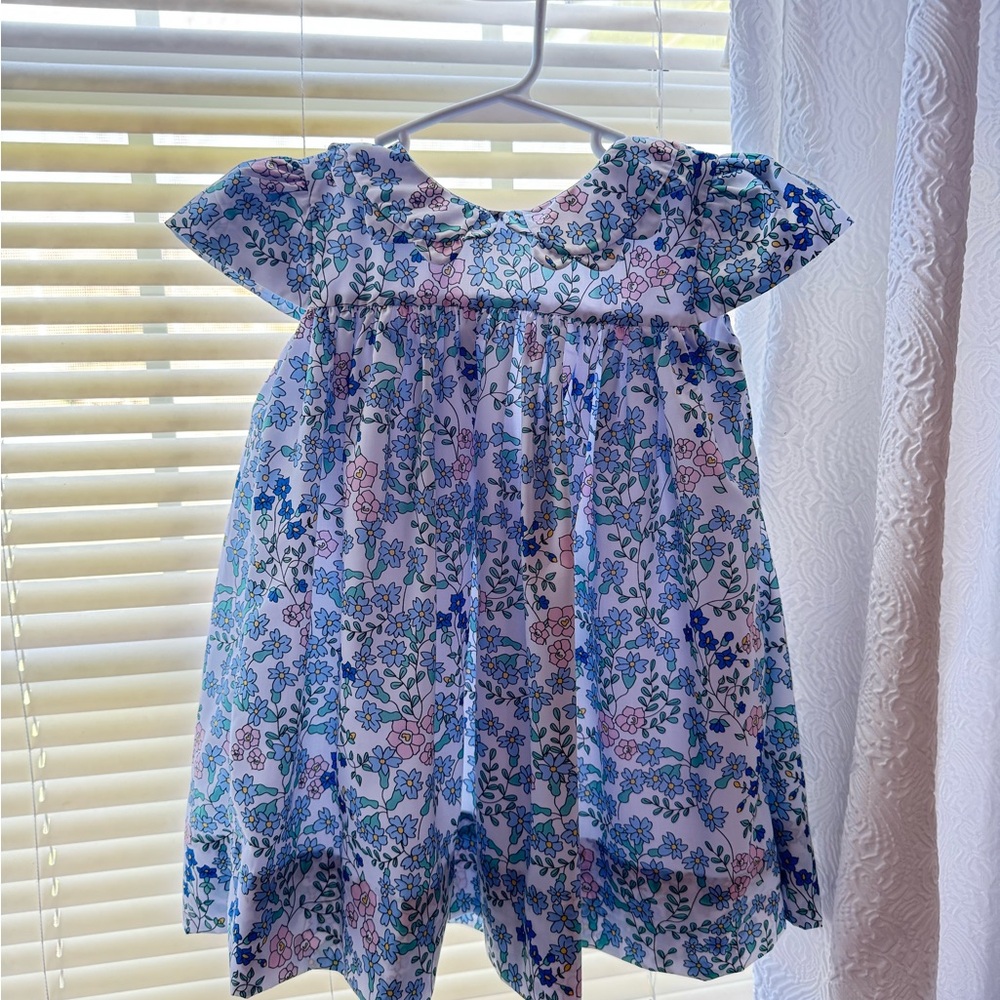 Girls Cotton Floral Sundress in Blue and Pink